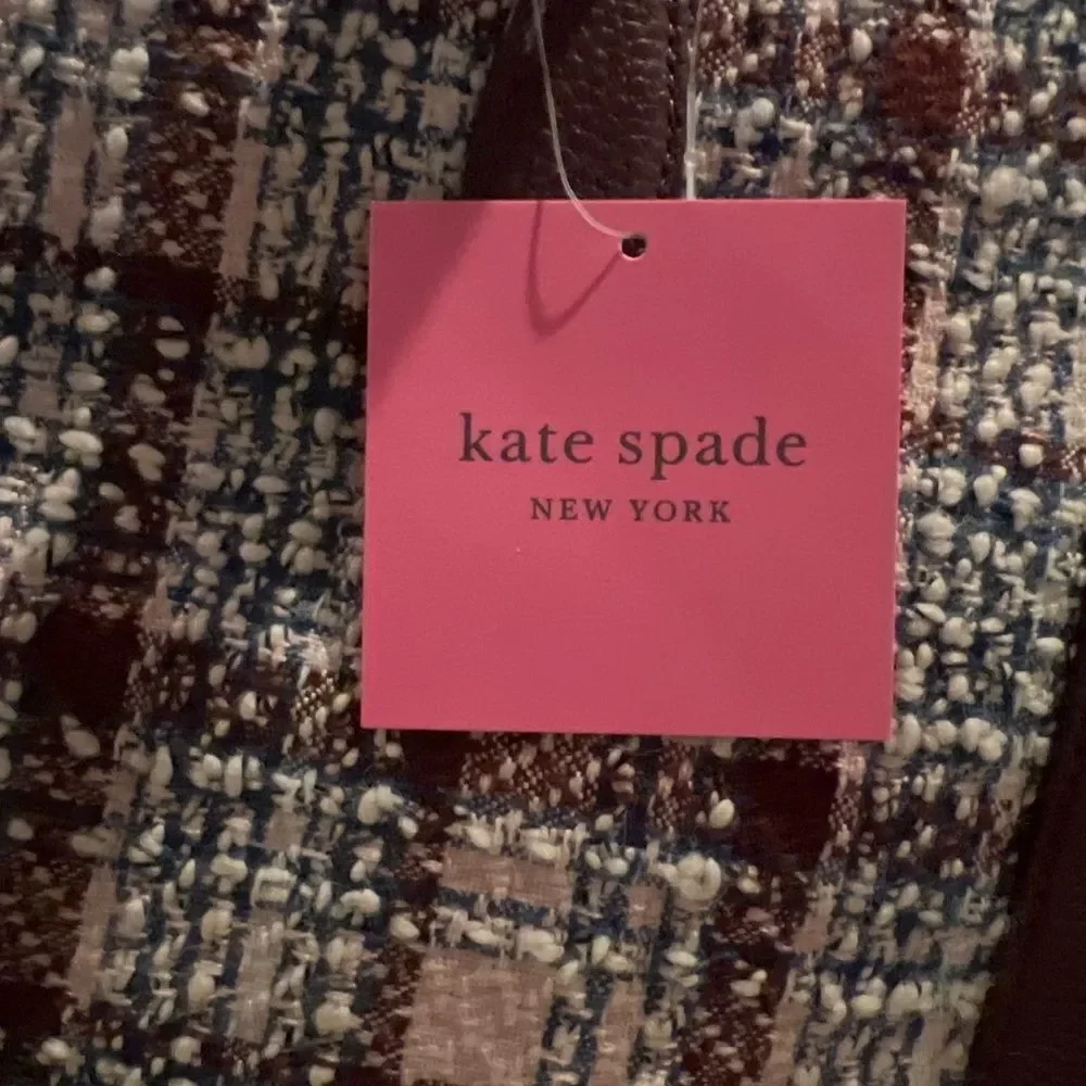 🆕 Kate Spade New York Market Tweed Fabric Medium Tote (Dark Merlot Multi) Tote